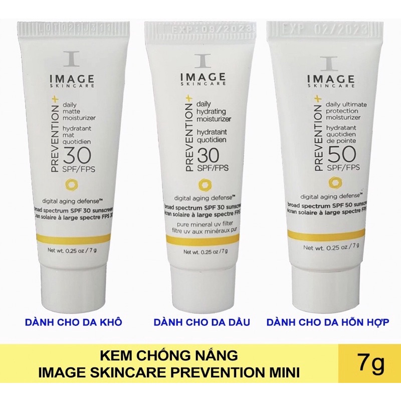 Kem chống nắng IMAGE Skincare Prevention SF30+ , SPF 32+ , SPF50+ mini 7g