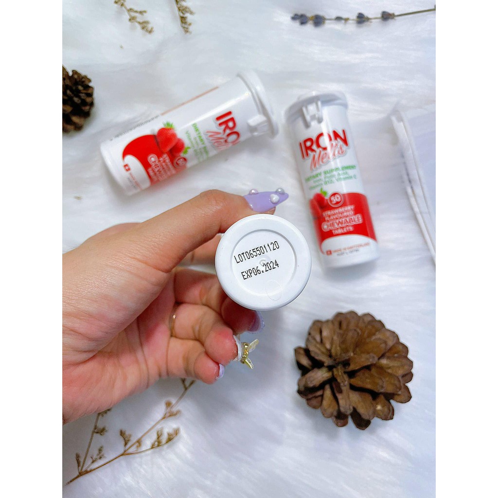 VIÊN SẮT NGẬM BỔ MÁU IRON_MELTS - VỊ DÂU-Hộp 50 viên