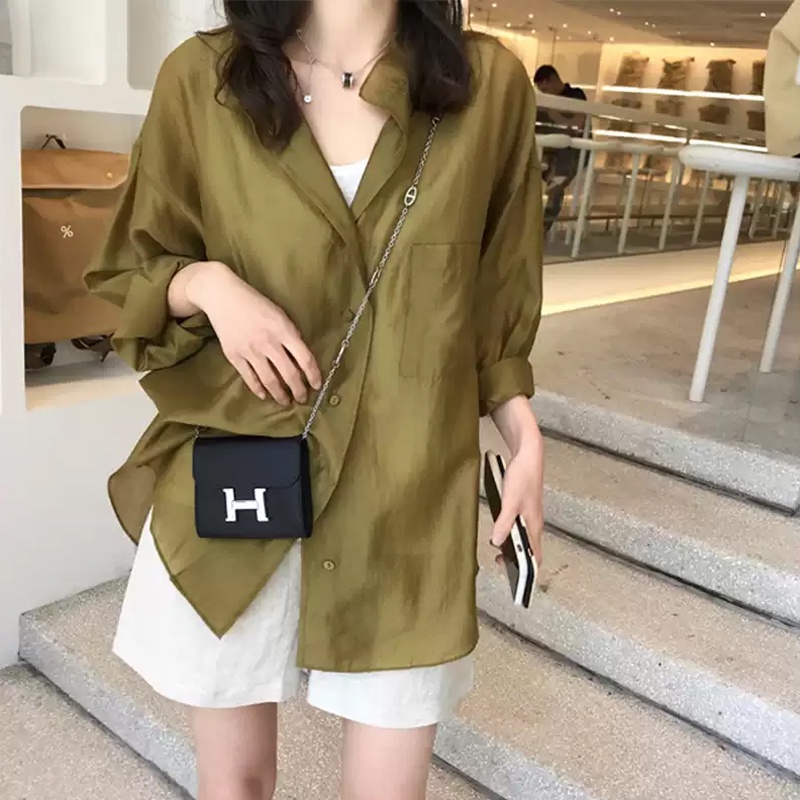 Áo Sơ Mi Dáng Rộng Xuyên Thấu Cho Nữ | BigBuy360 - bigbuy360.vn