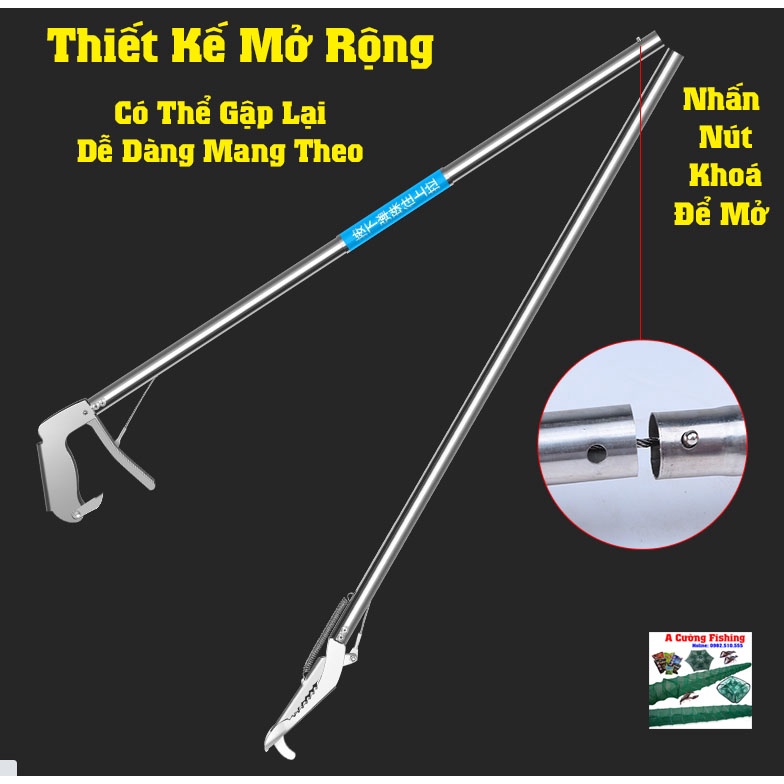 Gậy Bắt Rắn, Kẹp Bắt Rắn Chất Lượng Cao An Toàn, tiện lợi có chốt cài an toàn, gấp lại được