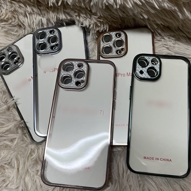 VIỀN VUÔNGỐp Điện Thoại KF TPU Mềm Họa Tiết Kim Cương Lấp Lánh BẢO VỆ CAMERA Cho iPhone 7 8 X XS 11 12 13 PLUS PRO MAX