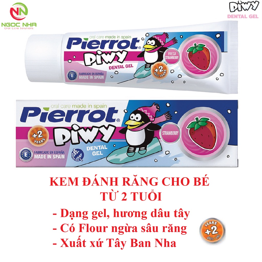 Kem đánh răng cho trẻ em PIWY PIERROT, có Flo, ngừa sâu răng, an toàn cho trẻ em 75ml/ Tây Ban Nha