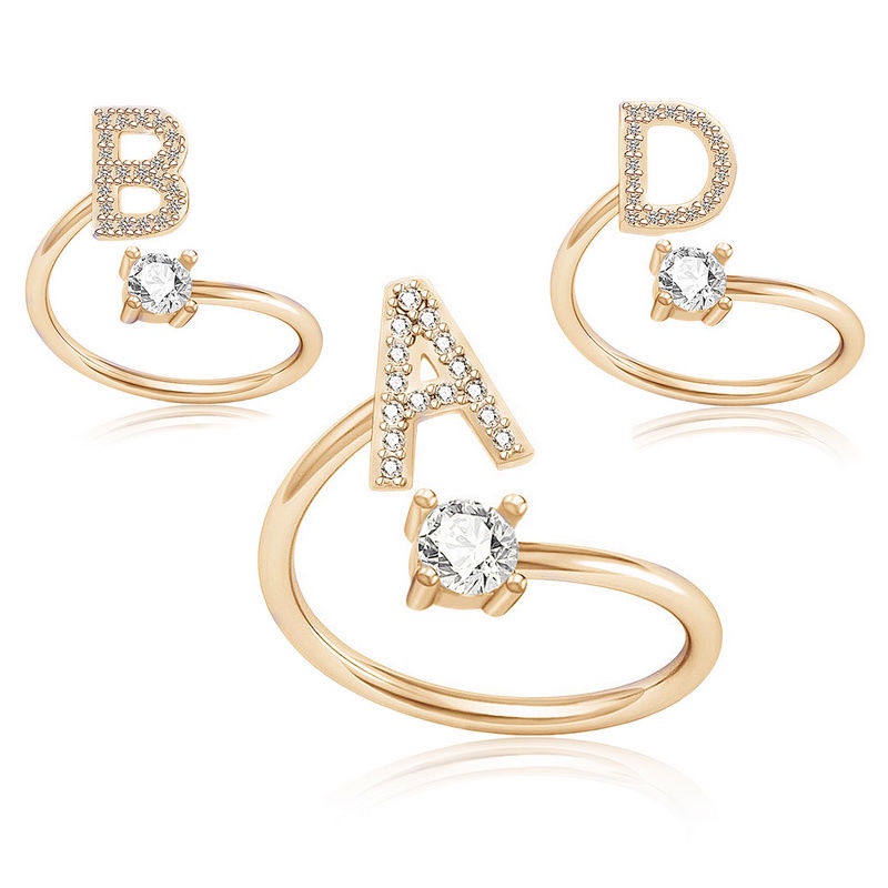 Nhẫn Kim Loại Hình Chữ Cái Từ A Đến Z Có Thể Điều Chỉnh Kích Cỡ