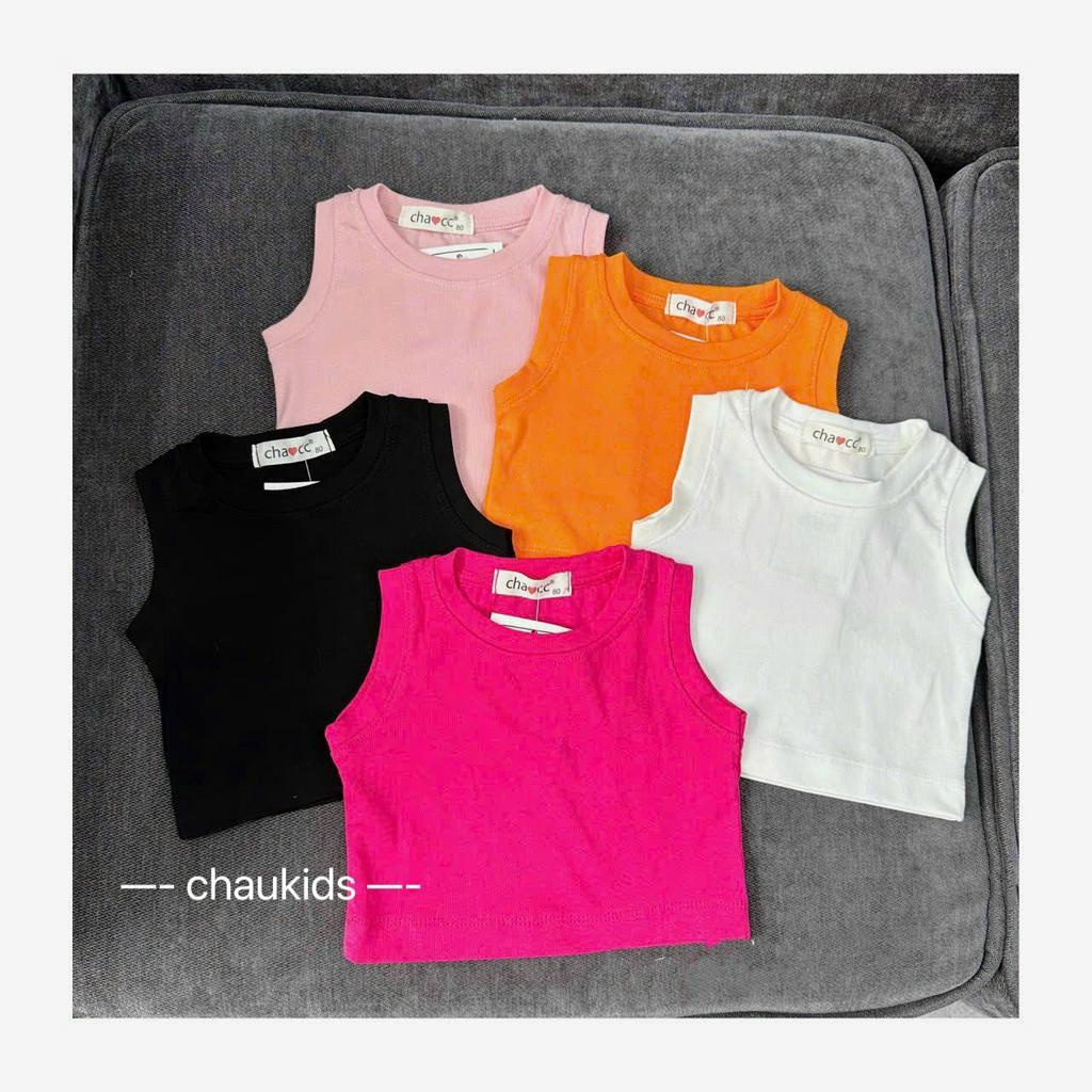 Áo croptop cho bé gái , sét áo croptop 3 lỗ cotton zip Hàn mềm cá tính cho bé diện hè 10-30kg