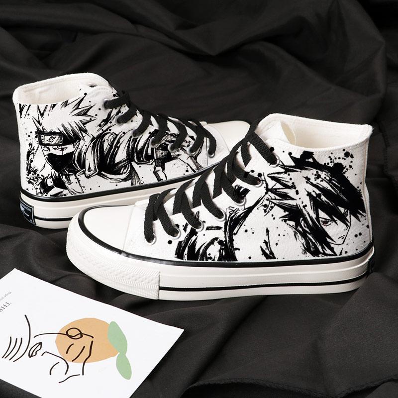 Mới Giày Vải Canvas In Hình Naruto Sasuke Thời Trang Mùa Hè Cho Nam Sinh Trung Học