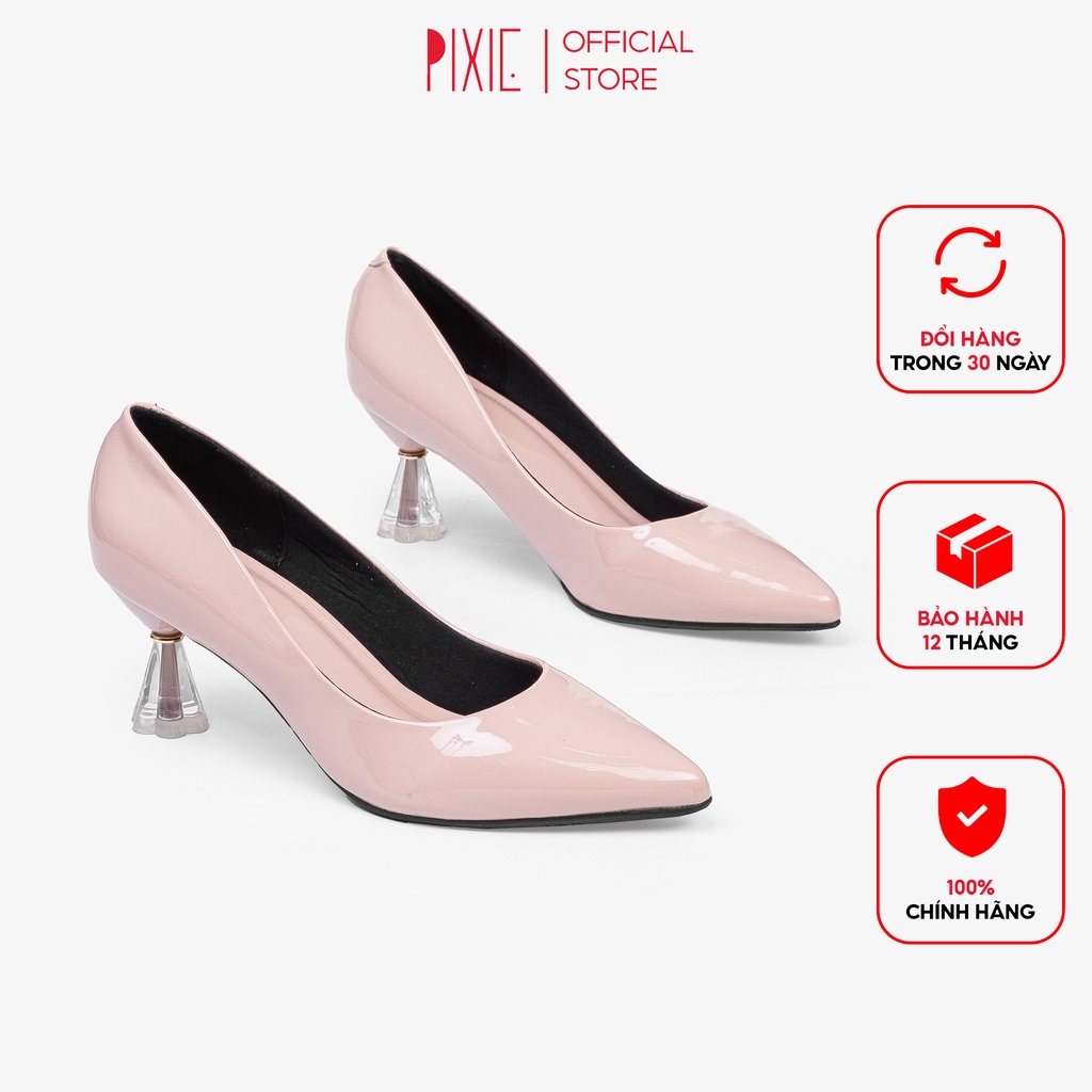 Giày Cao Gót 5cm Gót Trong Đồng Hồ Cát Da Bóng Pixie X579