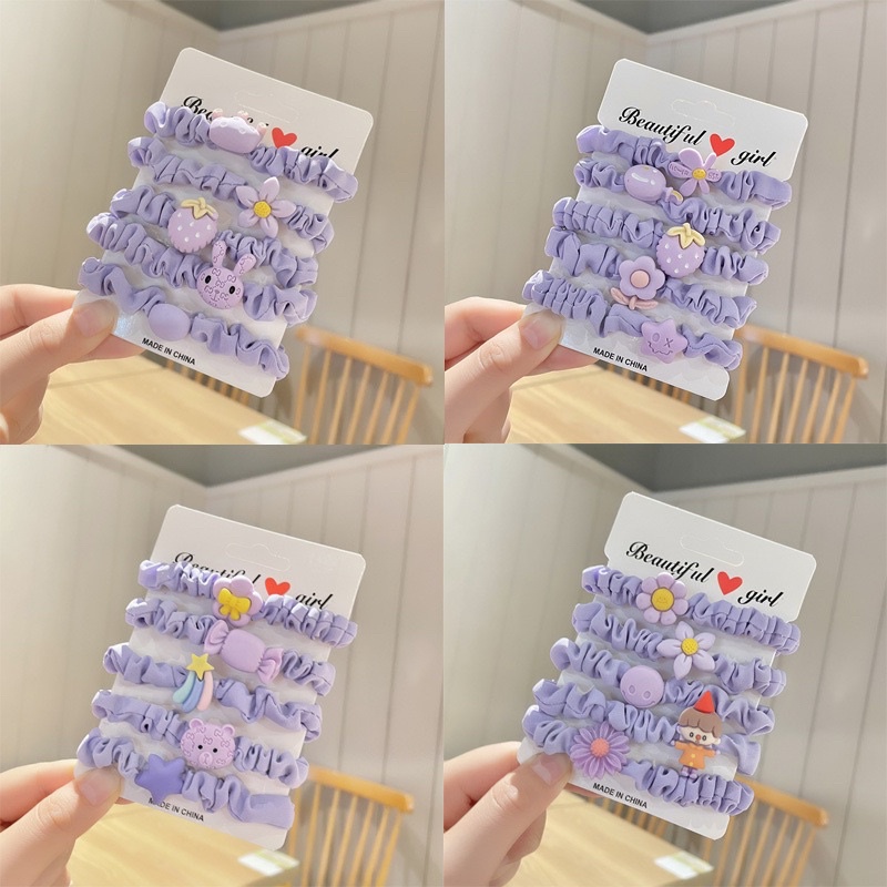 Set 5 dây chun đính charm mầu tím mộng mơ