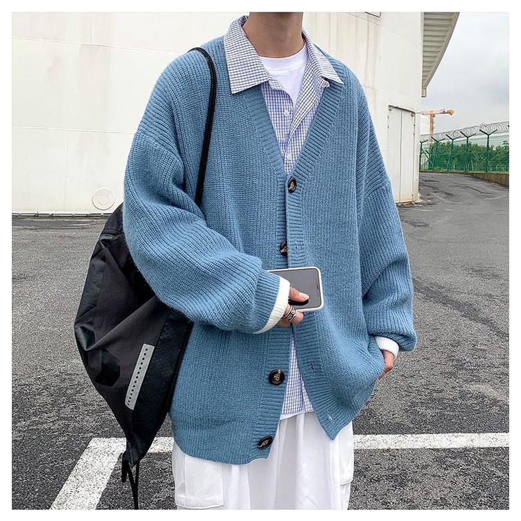 Áo khoác cardigan dệt kim dáng rộng thời trang sành điệu cho nam