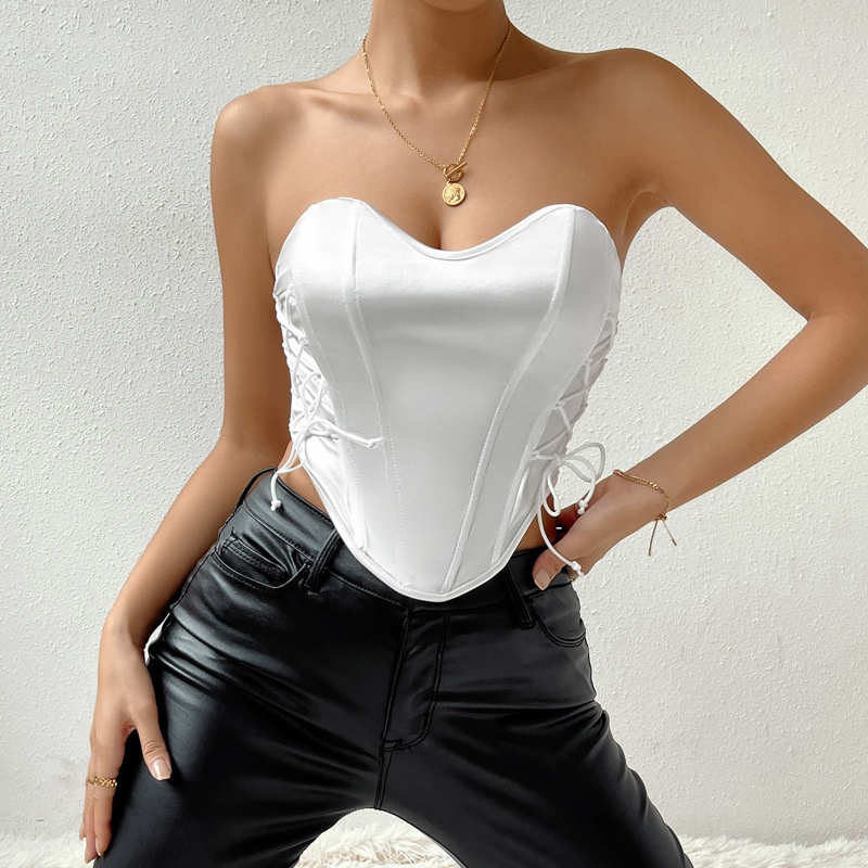 Áo Croptop Trễ Vai Không Dây Có Đệm Nâng Ngực Gợi Cảm Cho Nữ