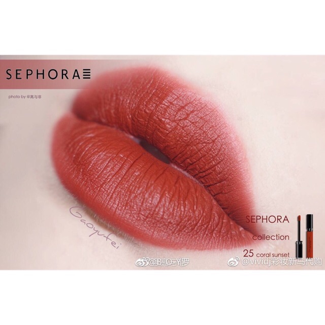 Son kem Sephora Stain Cream màu 25 Coral Sunset