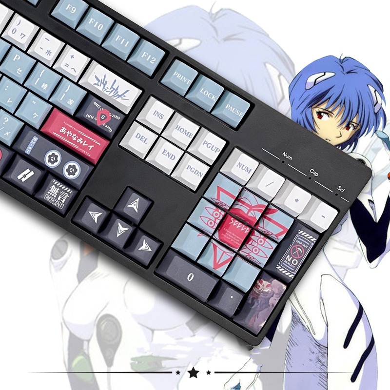 Bộ 144 nút bấm bàn phím Ayanami Rei bằng EVA nhuộm màu thăng hoa dành cho bàn phím cơ