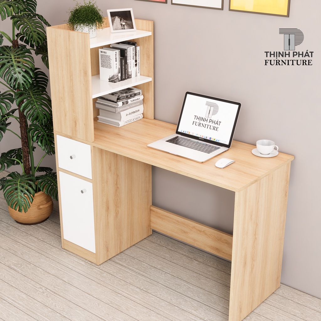 BÀN LÀM VIỆC – BÀN HỌC CÓ KỆ SÁCH BÊN TRÁI  THỊNH PHÁT FURNITURE BLV-TP05