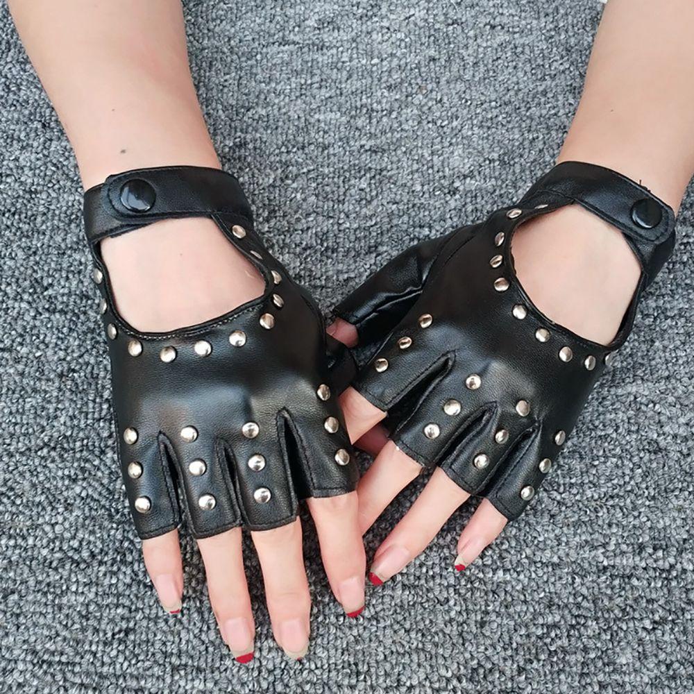 SOMEDAYZL Găng Tay Hở Ngón Gắn Đinh Tán Cá Tính Cho Halloween