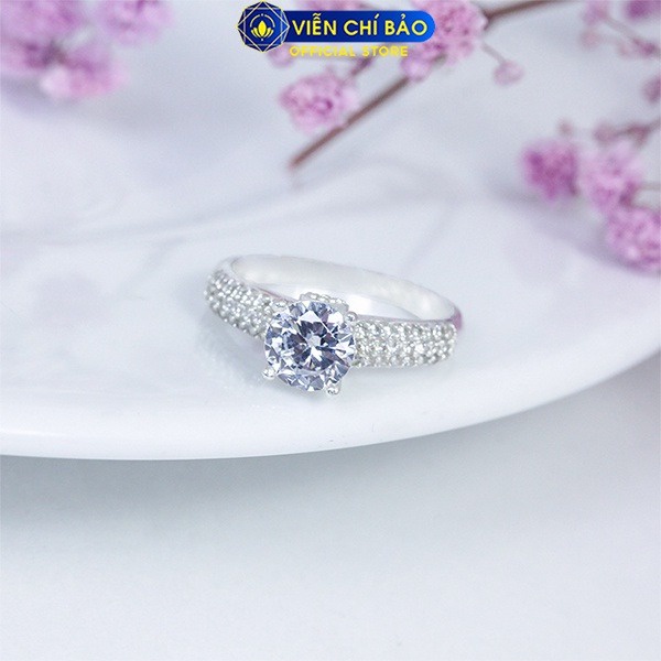 Nhẫn bạc nữ đá viền chất liệu bạc S925 thời trang phụ kiện trang sức nữ Viễn Chí Bảo N400638*