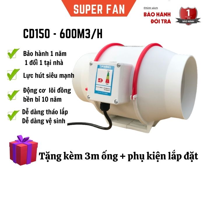 Quạt hút thông gió CD150 hút mùi bếp cấp khí tươi và thông gió phòng trọ cực kỳ mạnh mẽ