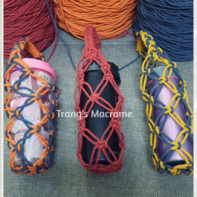 Túi đựng bình nước, bình giữ nhiệt, Macrame - Handmade