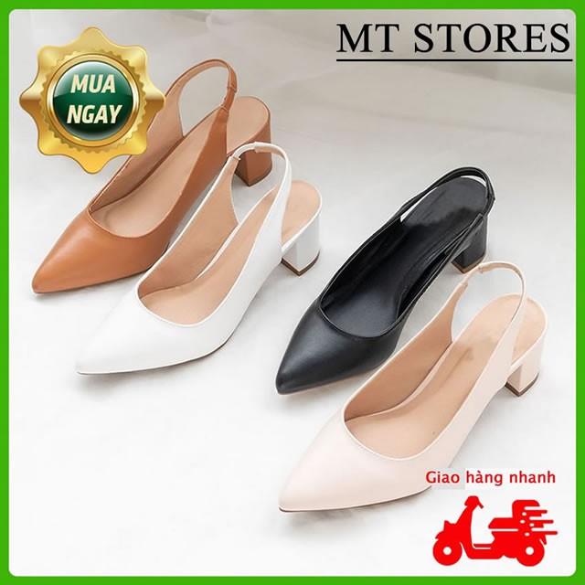 giày bít mũi quai hậu cao gót gót 5 cm MTSTORES204 bảo hành 6 tháng