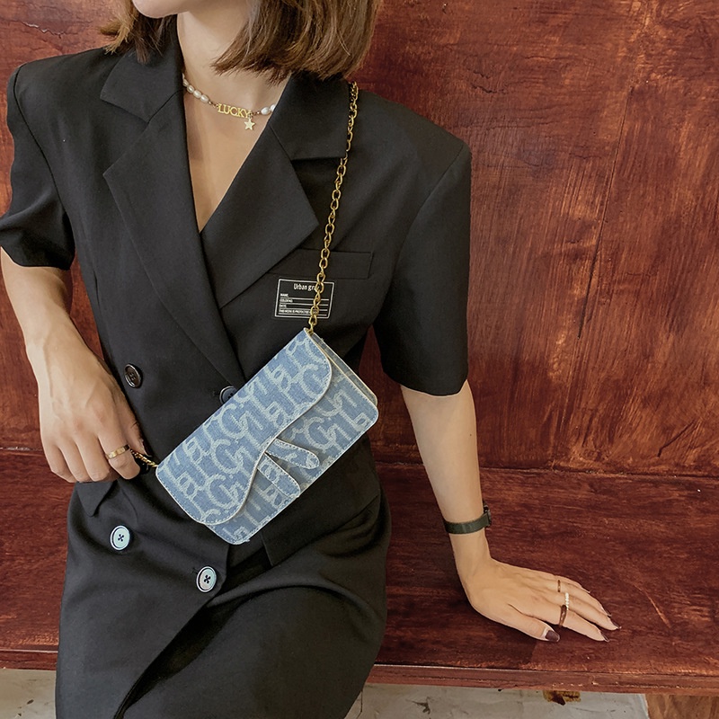 Túi Đeo Chéo Ngực Vải Denim Phong Cách Hàn Quốc Thời Trang Cho Nữ 2021