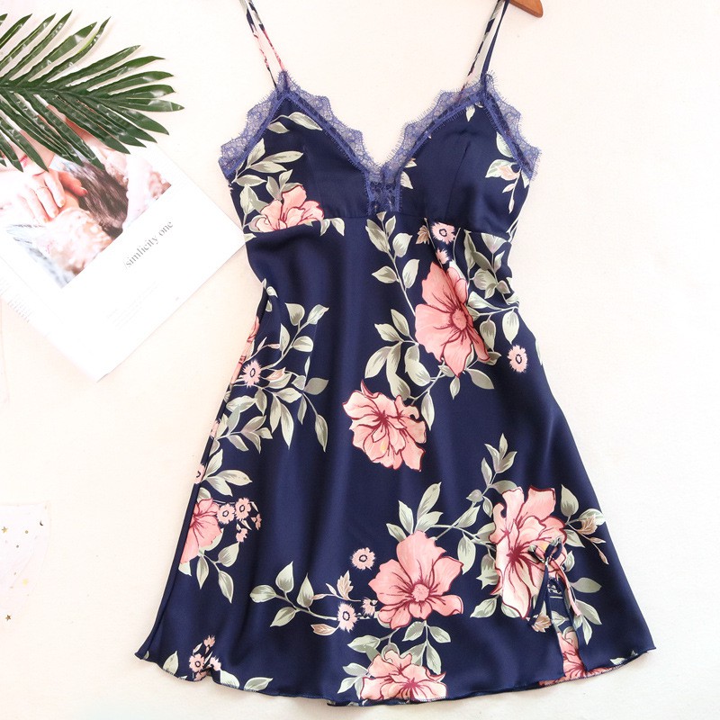 Váy ngủ sexy hai dây lụa🔥FREESHIP 50K🔥vải ren hoa cao cấp đồ ngủ bigsize tới 65kg giá rẻ TẶNG đệm ngực | BigBuy360 - bigbuy360.vn