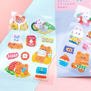 1 Pcs Kawaii Sticker Bear Rabbit Stickers Diary Scrapbook Decor