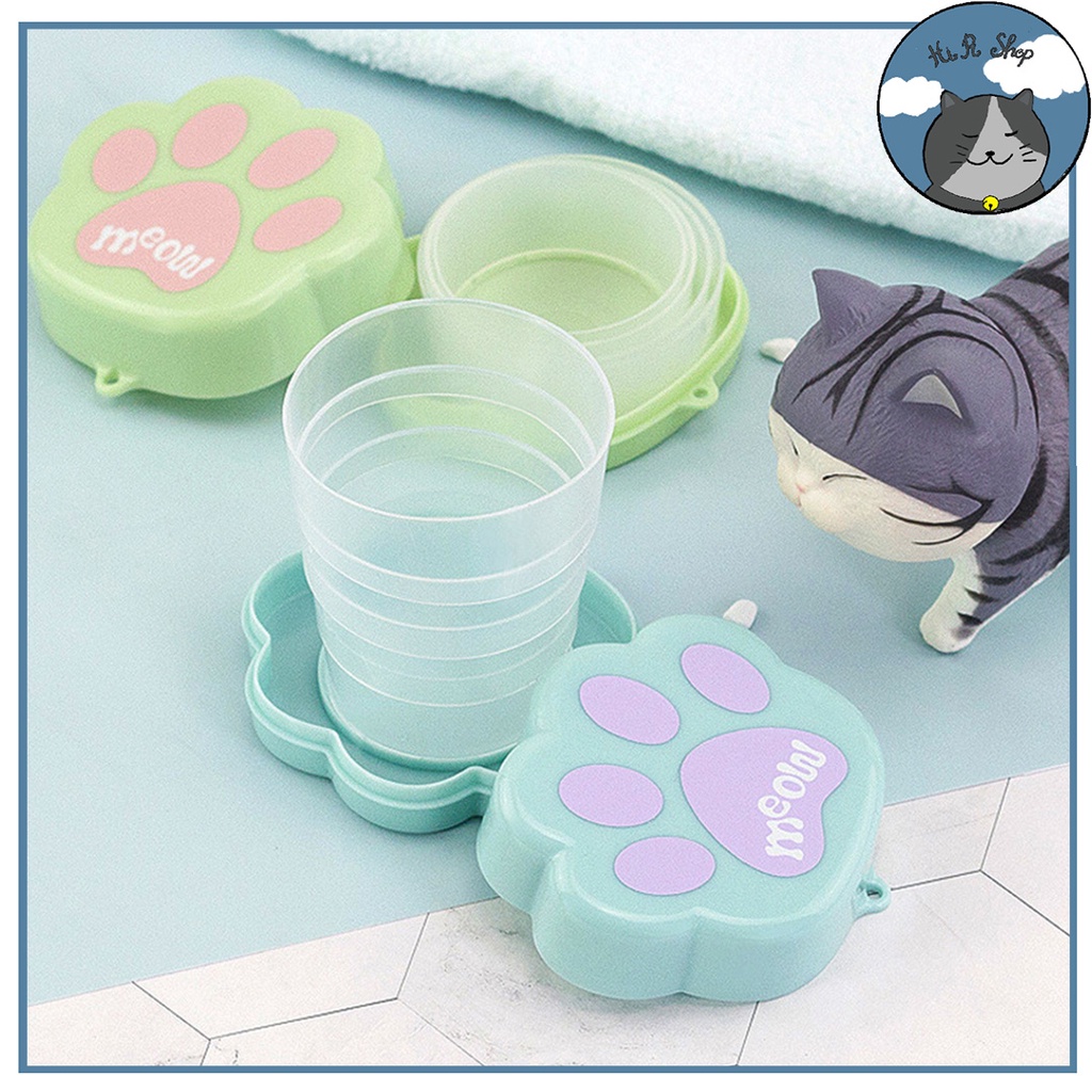 Cốc Uống Nước Rút Gọn Thu Gọn Hình Chân Mèo Dễ Thương Dễ Mang Đi Du Lịch Picnic