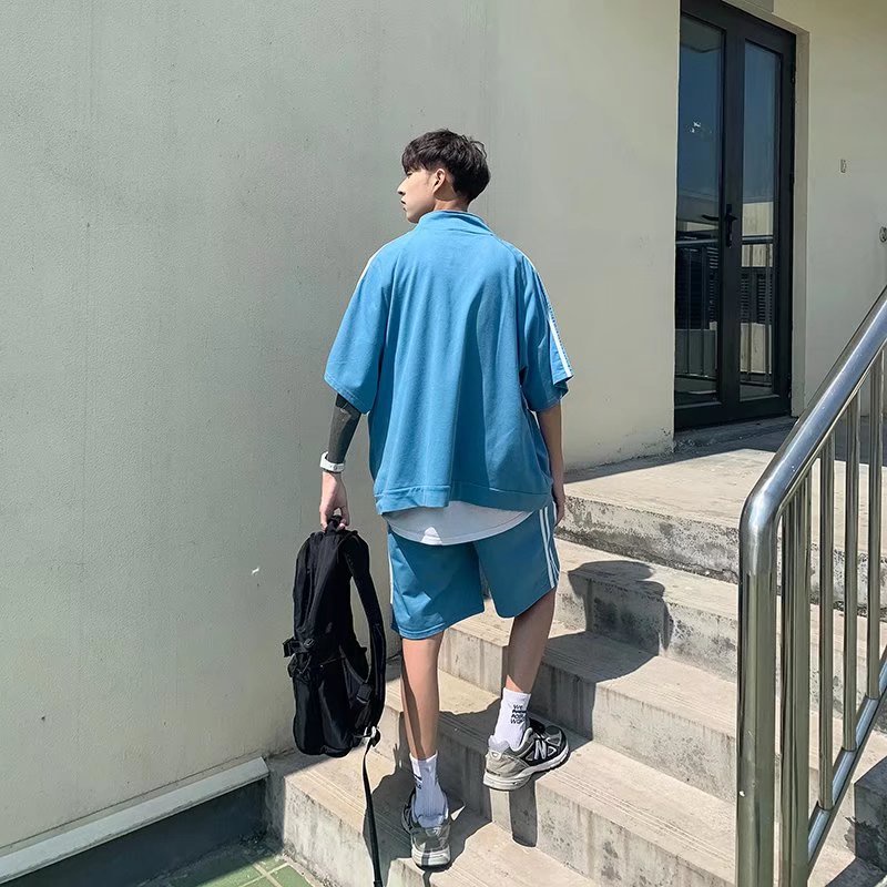 Set Đồ Thể Thao Nam Nữ Dáng Rộng đồ bộ nam Thiết Kế Đơn Giản đồ bộ thể thao nữ Phong Cách Hàn Quốc Thời Trang bộ thể thao nam mùa hè Cá Tính Quần áo nam