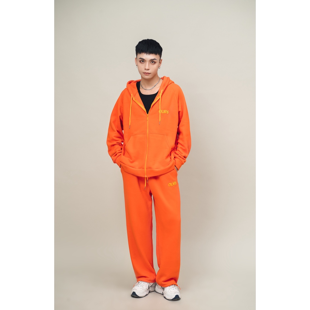 Set quần áo AntiCovid Ours Zip Hoodie màu cam