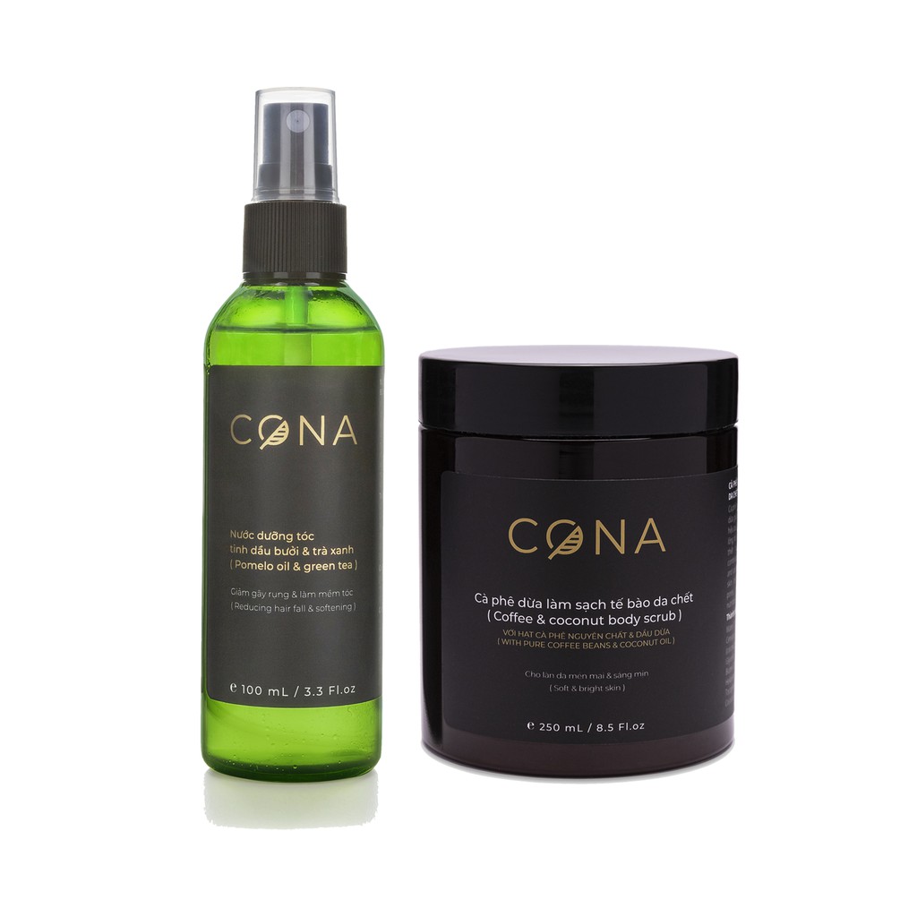 Nước dưỡng tóc tinh dầu bưởi trà xanh cona 100ml  cà phê dừa làm sạch tế bào da chết 250ml