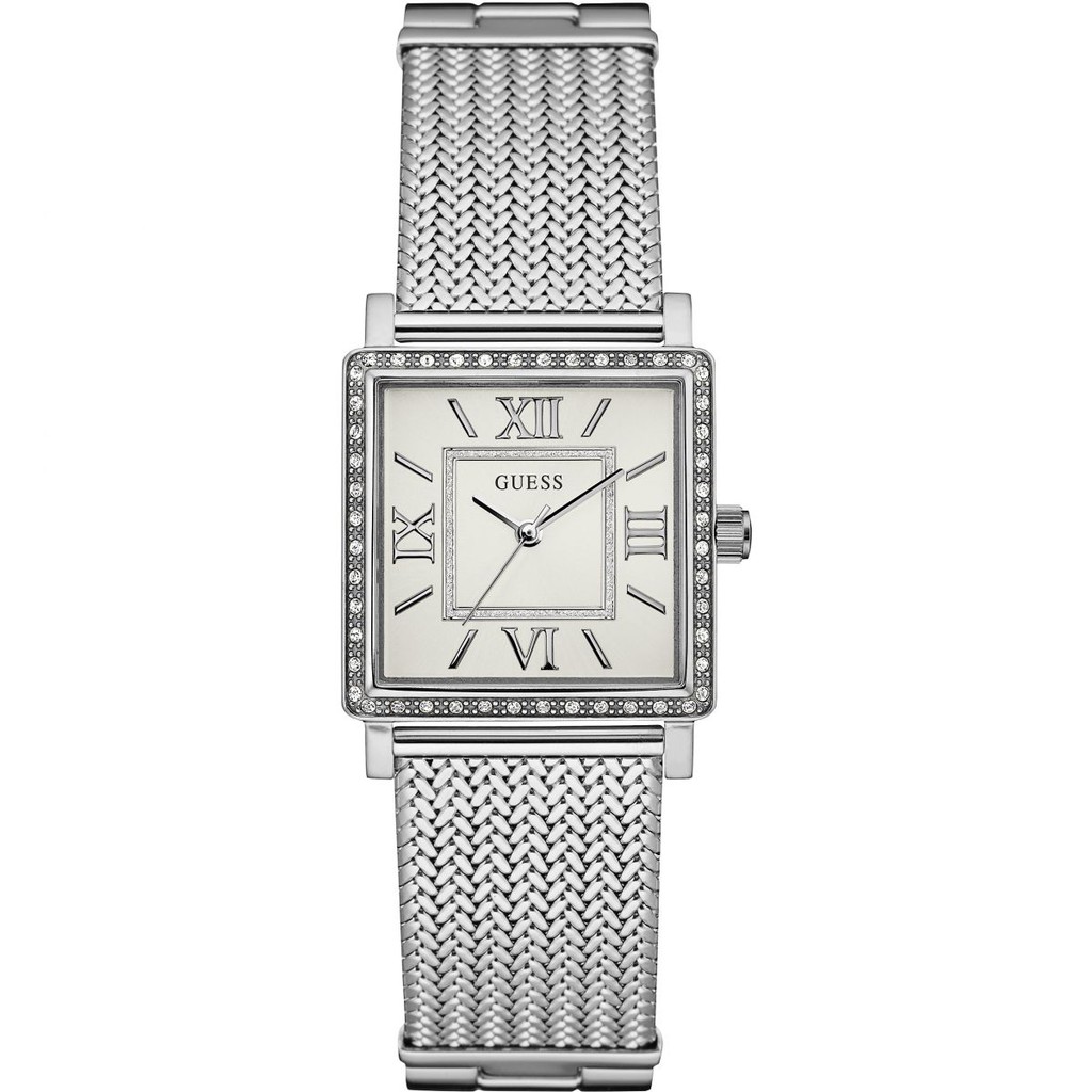 Đồng hồ nữ Guess W0826l1 mặt vuông dây kim loại màu bạc
