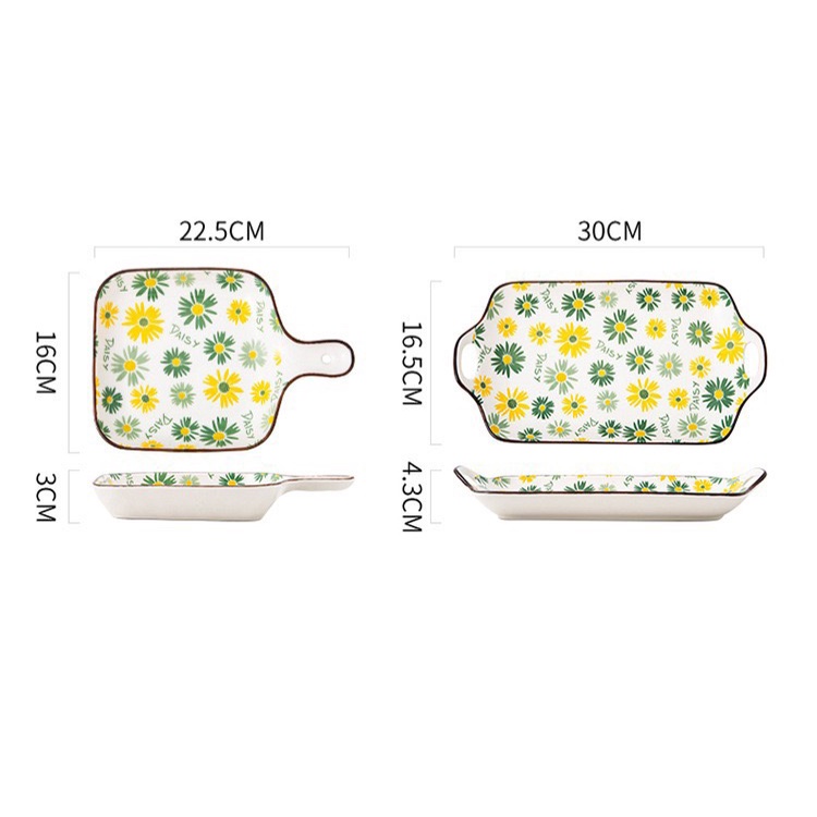 [Lẻ] Set Bát Đĩa Chén Dĩa Sứ Cúc Daisy Bát Ăn Cơm, Tô Sứ Decor Dễ Thương