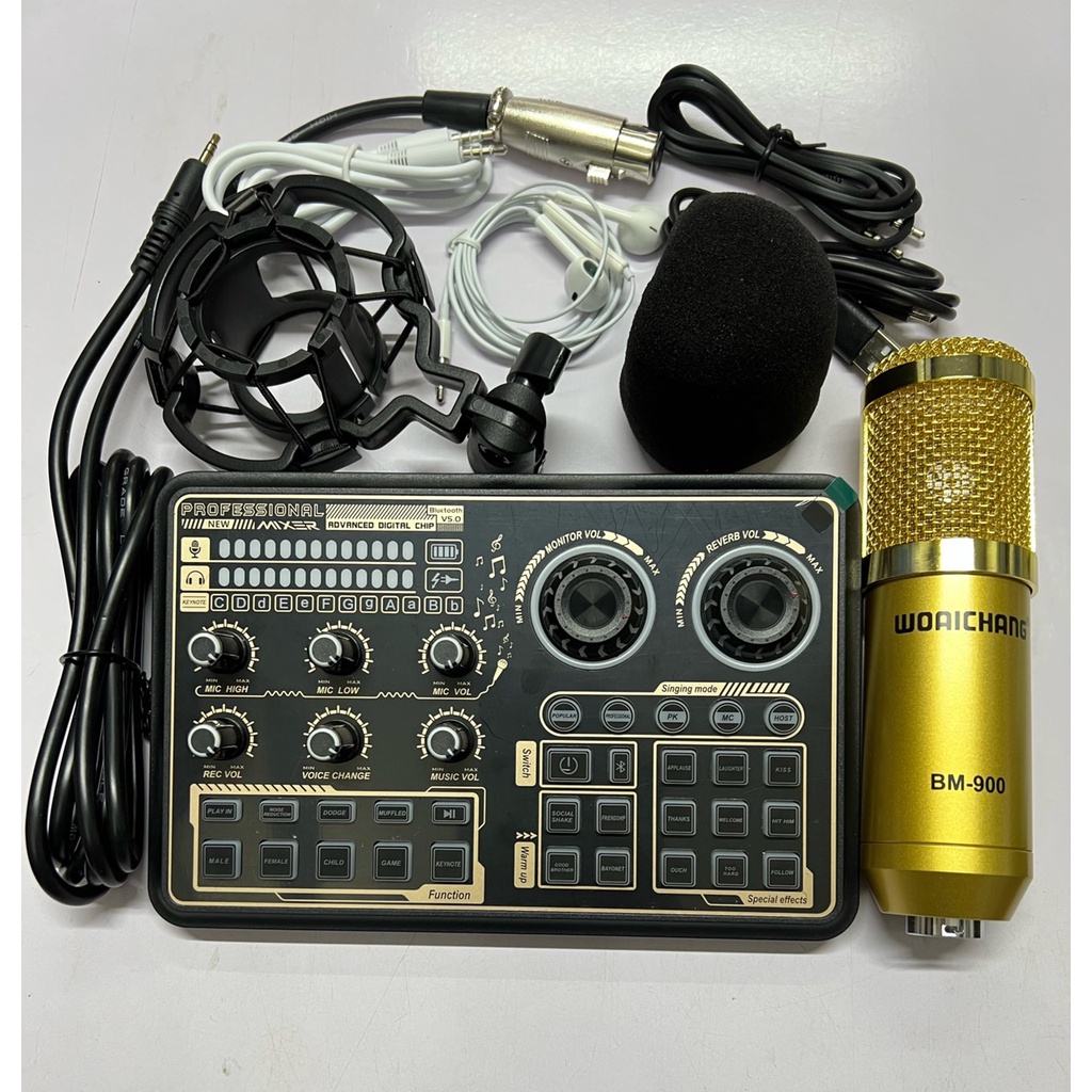 Bộ Mic Hát Livestream Sound Card K600 &amp; Mic BM900 . Âm Thanh Cực Hay , Dễ Dàng Lắp Đặt . Bảo Hành 12 Tháng