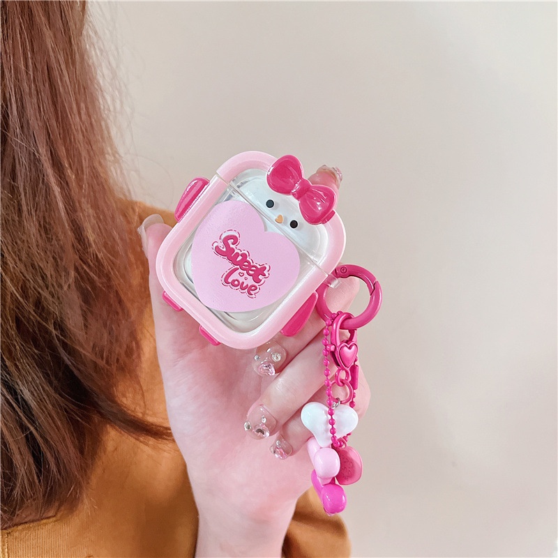 Vỏ Bảo Vệ Hộp Sạc Tai Nghe AirPods 3rd 2021 TPU Trong Suốt Hình Bánh Thỏ Dễ Thương Kèm Dây Đeo Tiện Dụng