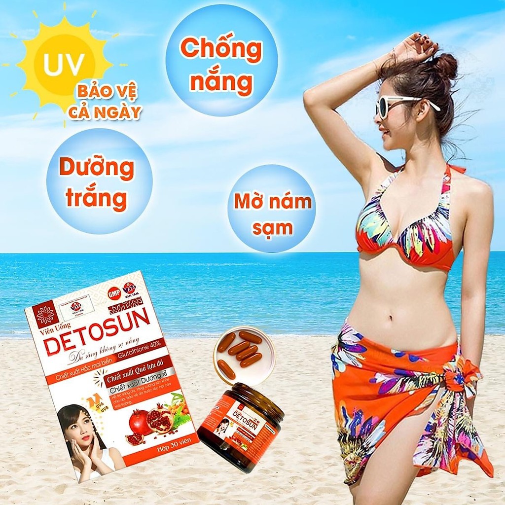 Viên Uống Giảm Nám Trắng Da Chống Nắng DETOSUN (Hộp 30 viên) | Thế Giới Skin Care