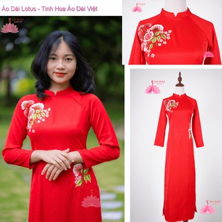 (Giá Sale)Áo Dài Truyền Thống Thêu Hoa Cao Cấp Đỏ Tươi  - TT0201 cung cấp bởi Áo Dài Lotus