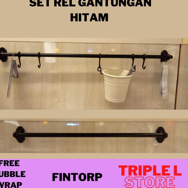 Bộ Giá Treo Đồ Dùng Nhà Bếp Bằng Thép Màu Đen 55cm | BigBuy360 - bigbuy360.vn