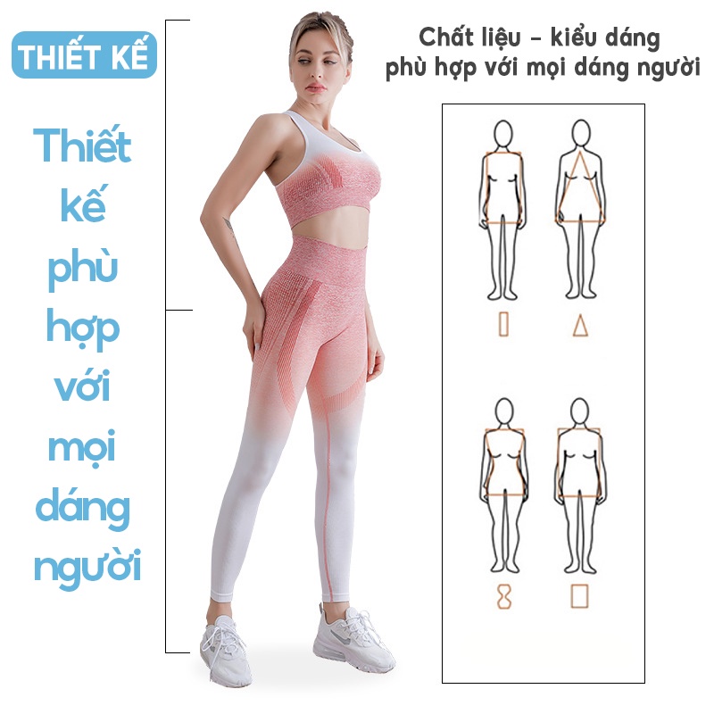 Bộ Đồ Tập Thể Thao Nữ Topbody Áo Bra Tập Gym, Quần Legging Dài Co Giãn 4 Chiều Năng Động Thấm Hút Tốt BODYG02