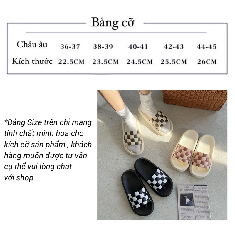 Dép nữ quai ngang caro đế bánh mì , dép thời trang nữ hottrend cực phẩm 2022