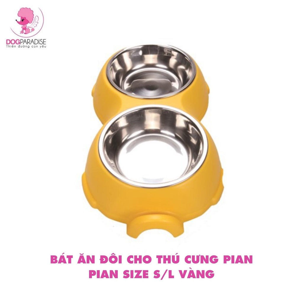Bát ăn đôi cho thú cưng Pian Pian có tay cầm với đáy chống trượt size S/L - Dog Paradise