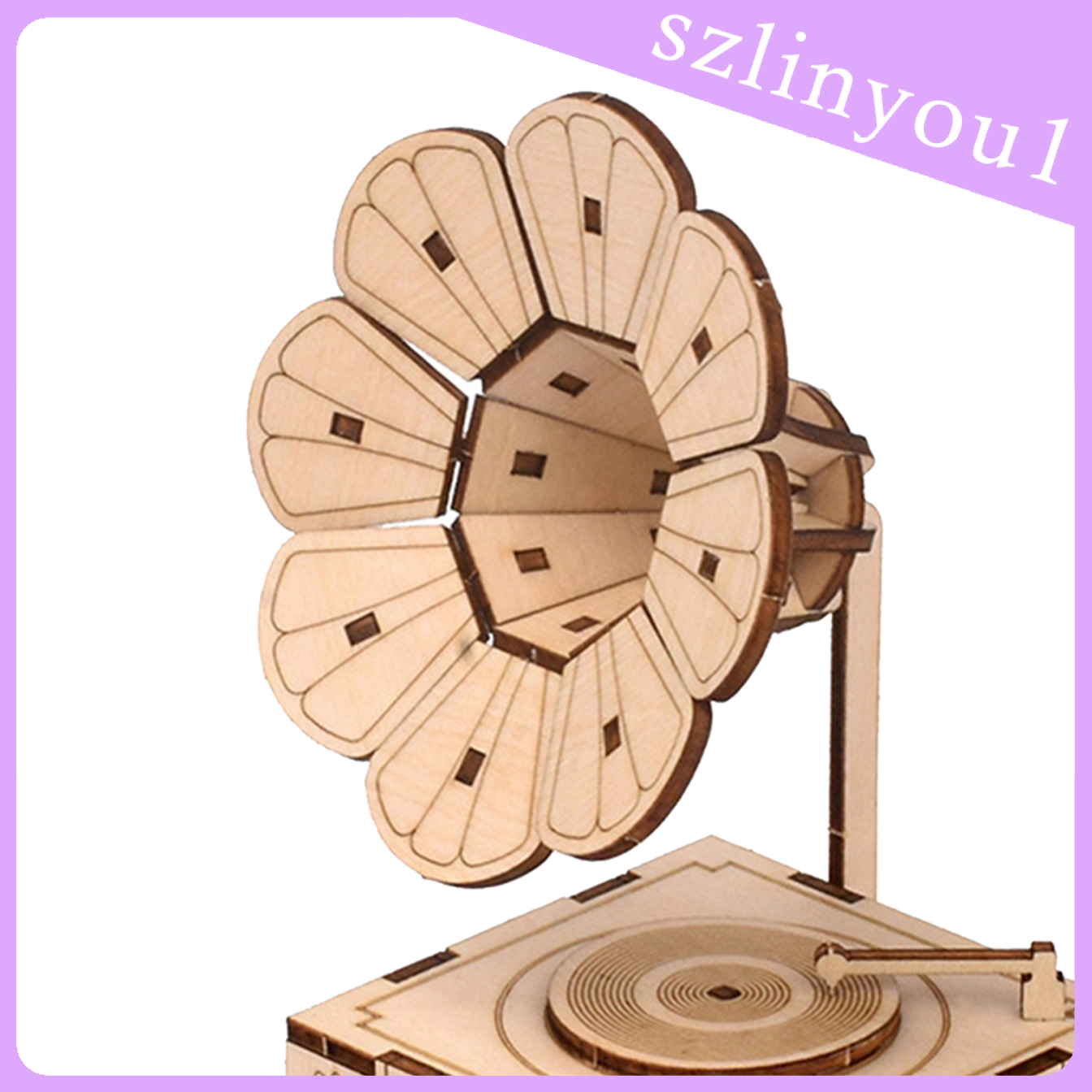 Hộp Nhạc Gỗ 3d Hình Máy Hát Cổ Điển Cho Bé