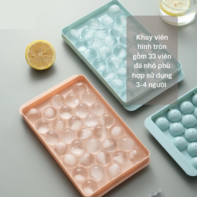 Khay Đá, Khuôn Đá, Khuôn Làm Thạch Vỉ 33 Viên Dang Tròn Có Nắp Đậy An Toàn Tiện Lợi