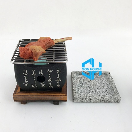 Lò nướng thịt bằng đá hình vuông kiểu Nhật