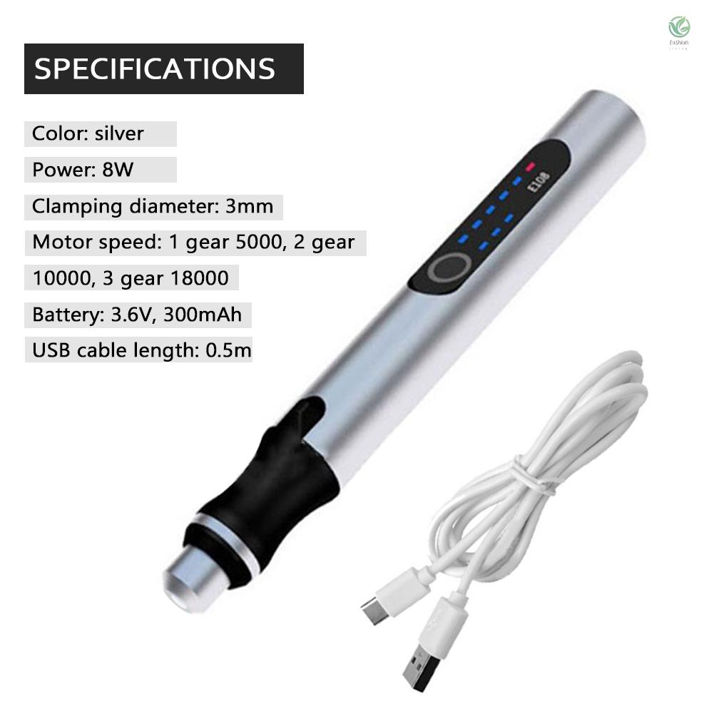 Bút Khoan Khắc Điện Mini Có Đèn LED Có Thể Sạc Lại Tiện Dụng