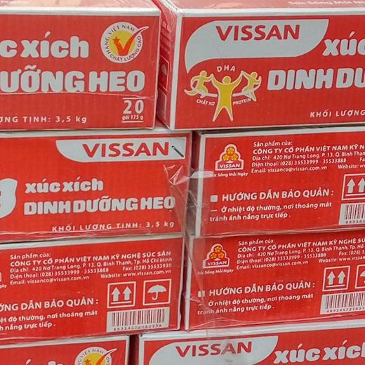 Thùng xúc xích dinh dưỡng Heo Vissan 3.5kg (20 gói x 175g) 100 cây