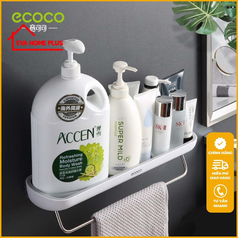 Kệ nhà tắm ECOCO chính hãng, kệ để đồ nhà tắm dán tường đơn giản hiện đại E1923
