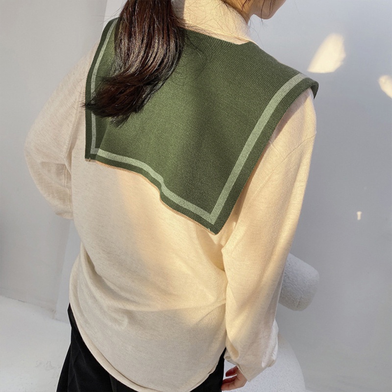 Khăn Choàng Cổ Dệt Kim Kẻ Sọc Màu Sắc Tương Phản Thời Trang Mùa Đông Cho Nữ