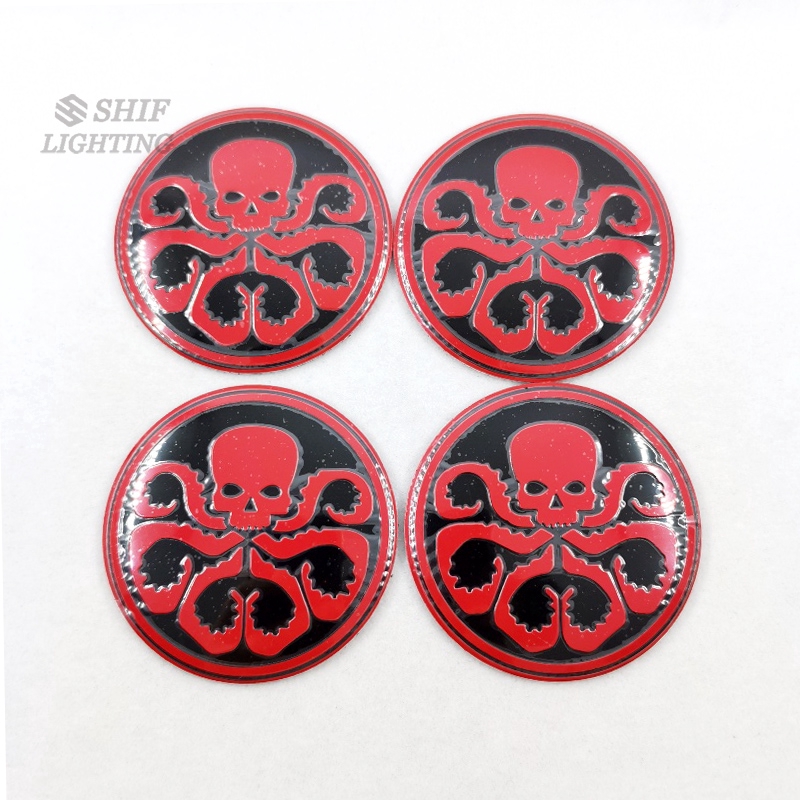 4 X 56mm Hail Hydra Marvel Shield Avenger Logo Auto Car Wheel Hub Center Caps Covers Emblem Sticker