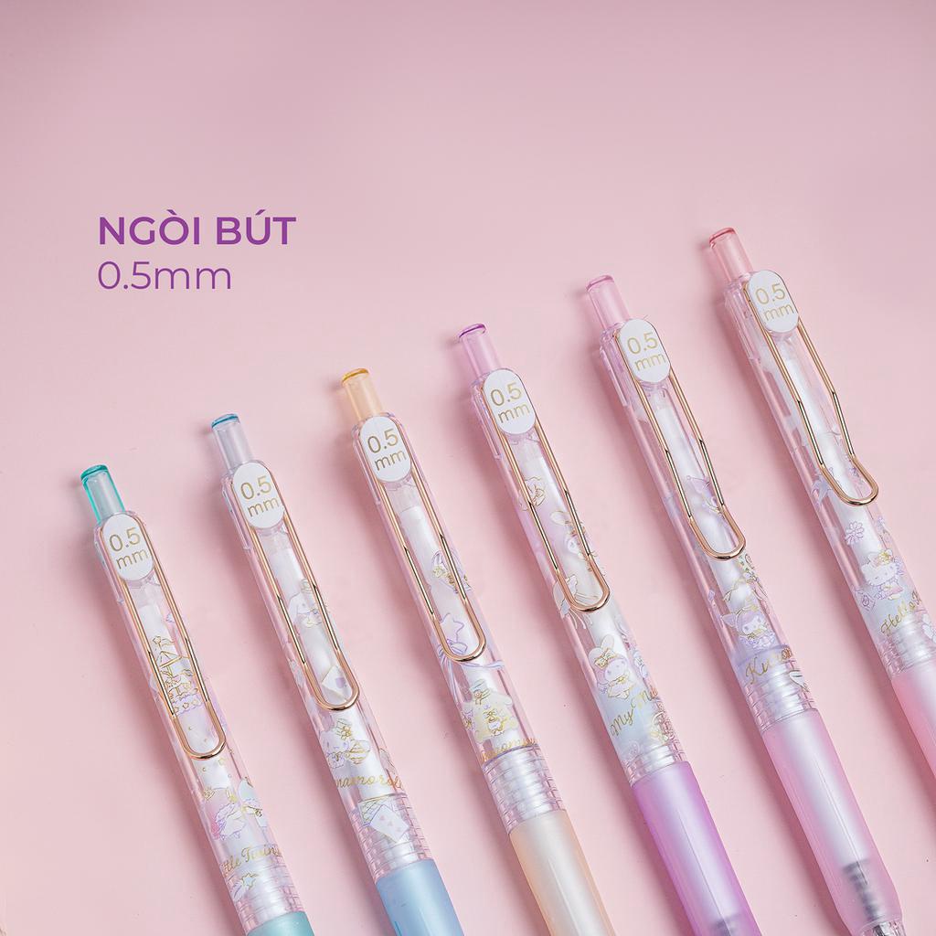 Bút bi gel nước ngòi 0.5mm mực đen đóng hộp hoạ tiết My Melody dễ thương, nét bút đẹp KT86388