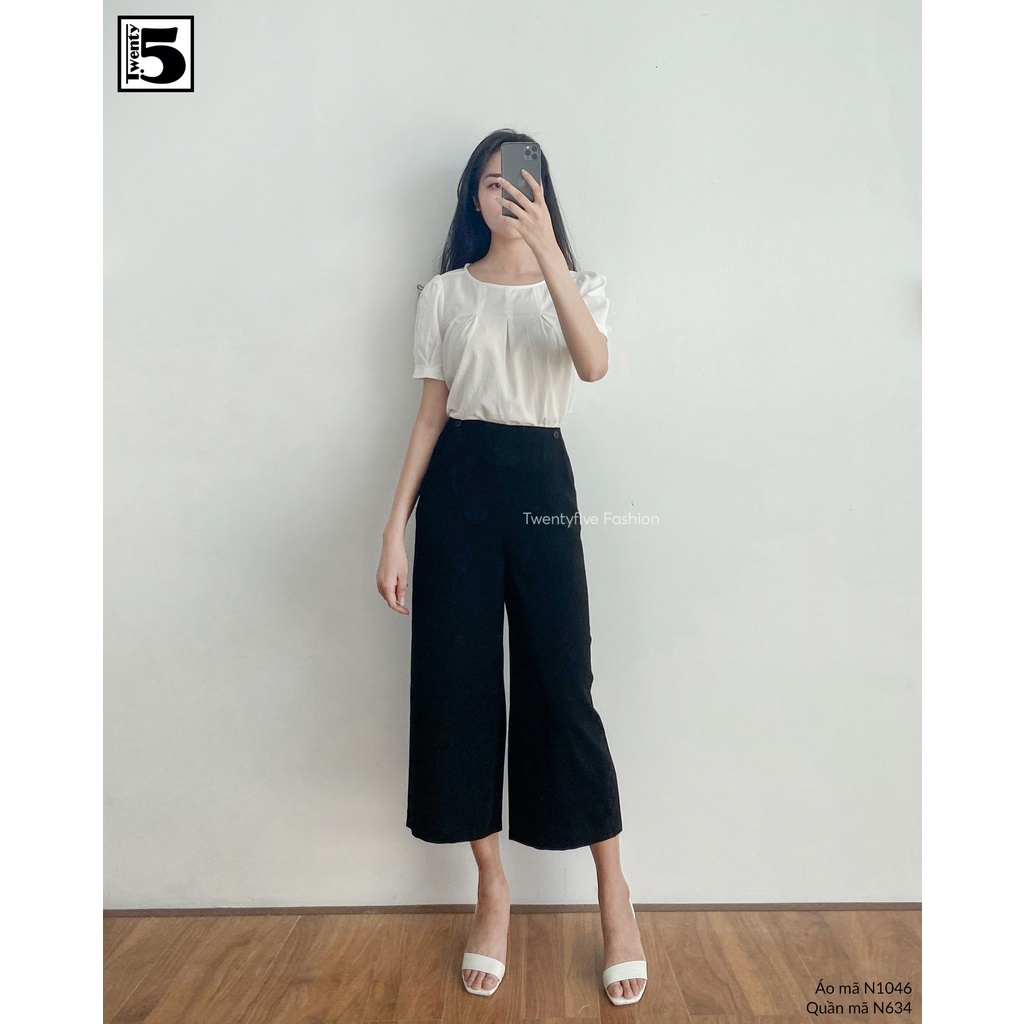 Áo kiểu nữ cổ tròn tay bồng Twentyfive N1046