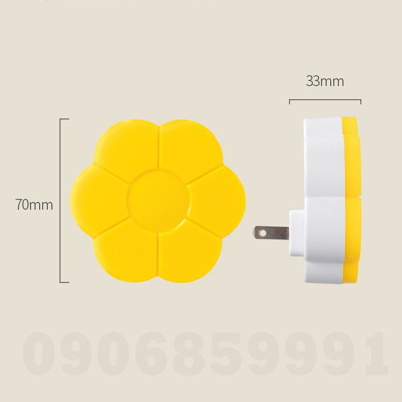 Đèn ngủ trang trí,đèn led cắm điện cảm biến ánh sáng hình hoa - Có remote