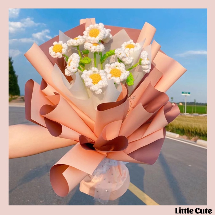 Hoa Cúc Họa Mi Daisy Trắng Bằng Len Handmade Làm Quà Tặng, Trang Trí, Decor